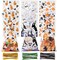 Halloween Cellophane Treat Bags, 150pcs Halloween Plastic Clear Candy Bags with 300pcs Twists for Snacks Cookies Packing